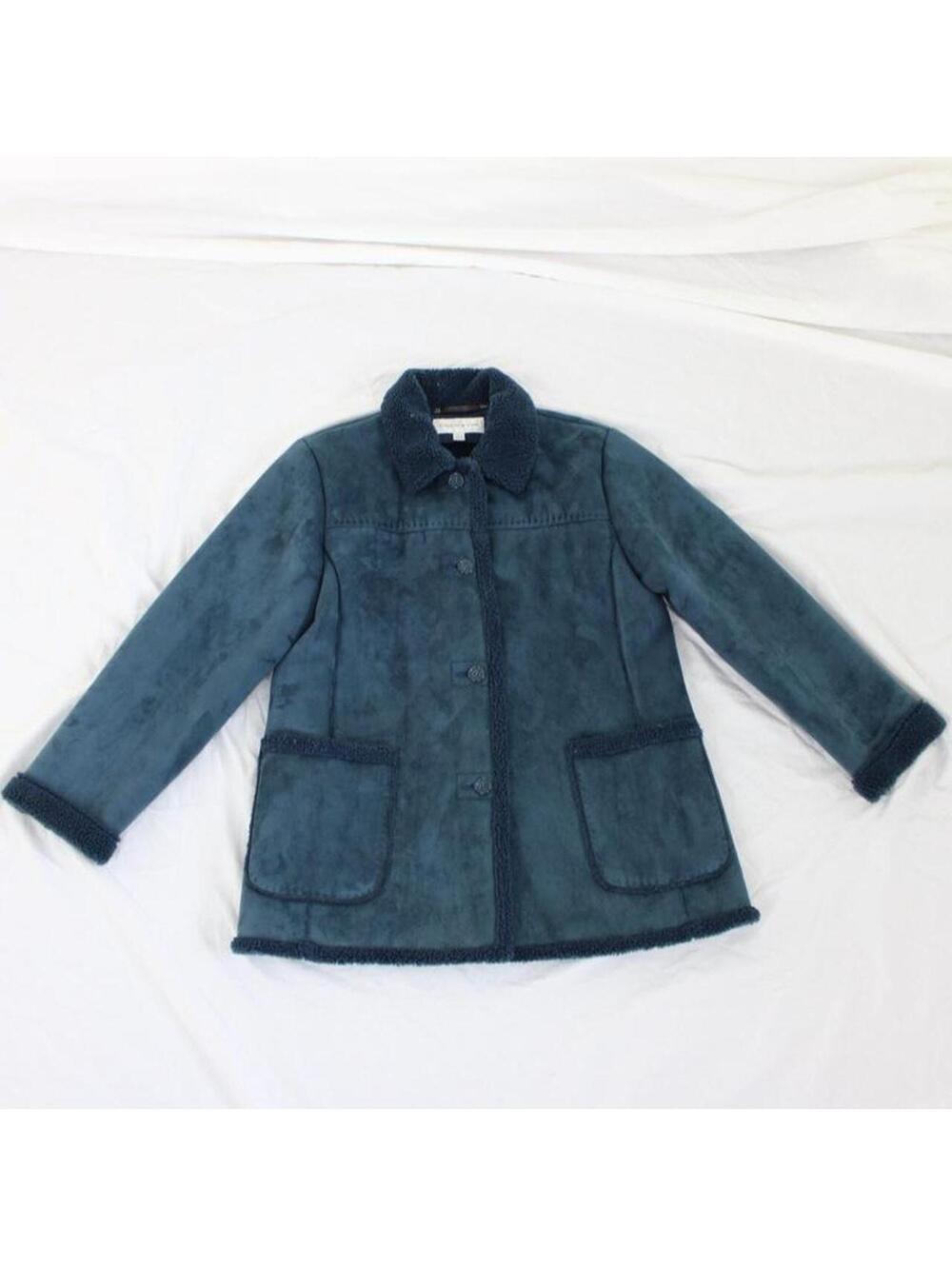 Jones New York real faux suede jacket with fur lining and pockets.